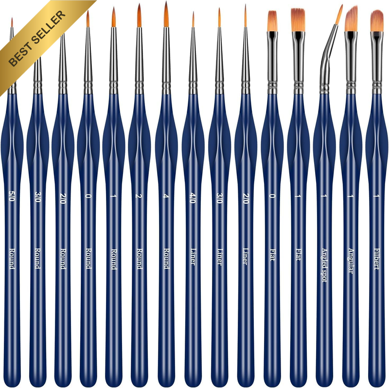 Detail Paint Brushes Set-15Pcs Miniature Paint Brushes with Triangular Handles,A
