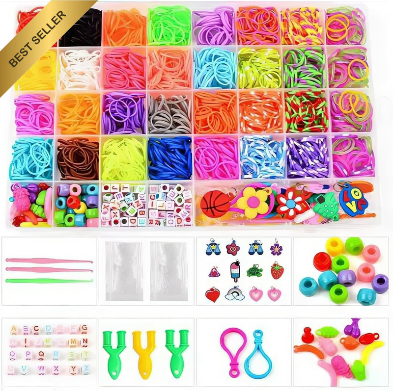 2500Pcs+ 32 Colour DIY Loom Bands Set Rubber Band Bracelet Beading Kit