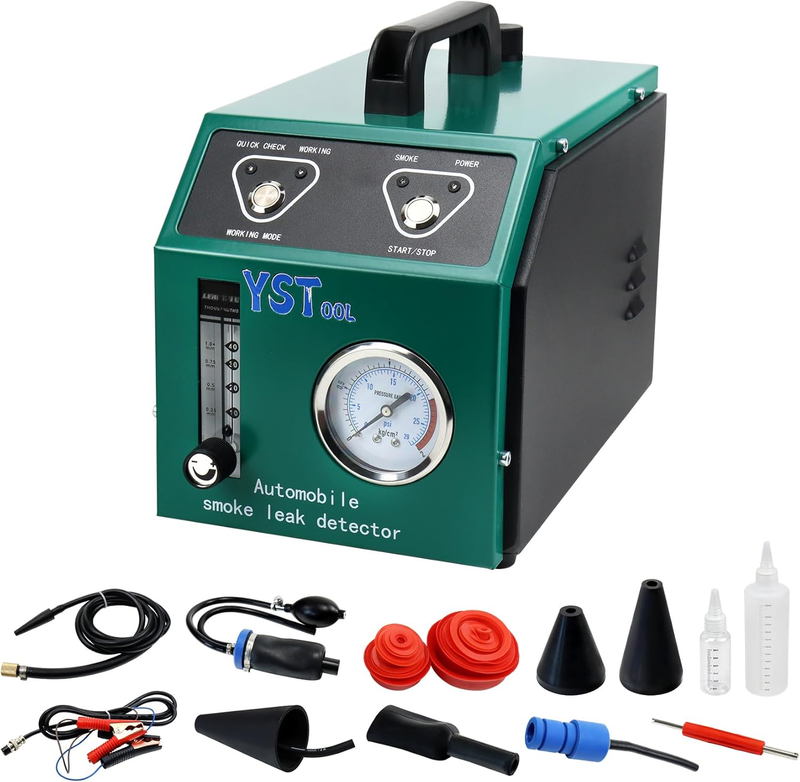 Smoke Machine Leak Detector with Built-In Air Pump Pressure Gauge Vacuum Fuel Pipe System Leakage Diagnostic Tester for All 12V Vehicles