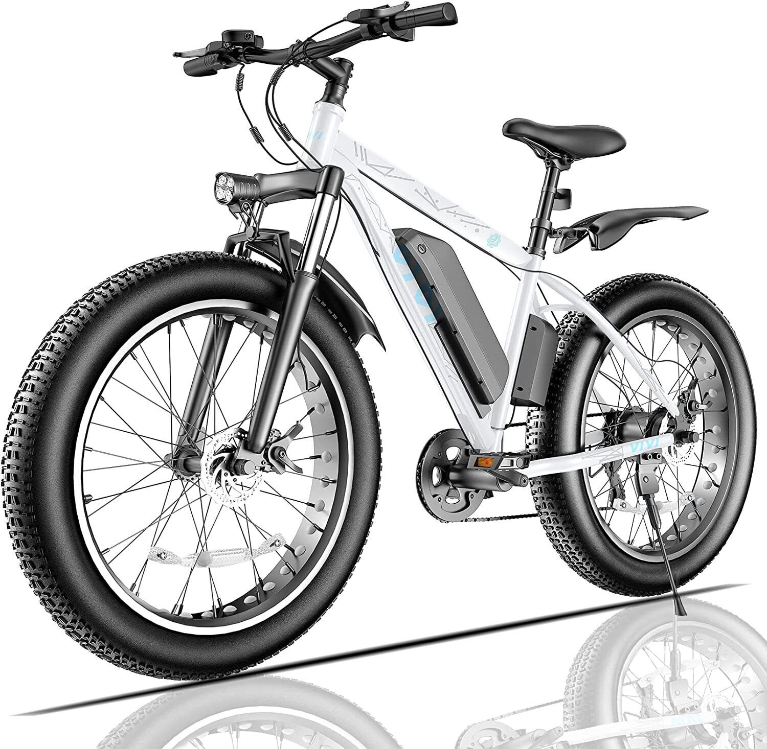 Electric Bicycle for Sale: 26in Electric Bike - 4.0 Fat Tire 500W Electric Bicycle 7 Speed Bike White@VIVI  in Hacienda Heights, California