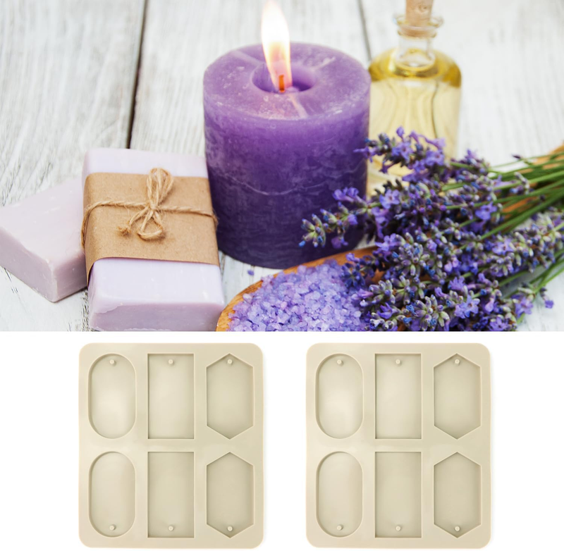 Wax Silicone Molds Rectangle, 2 Pcs, Durable Epoxy Resin Molds with Hanging Hole