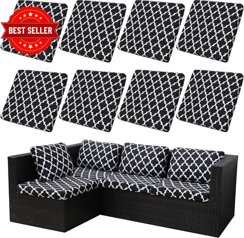 8Pcs Stretch Patio Cushion Covers Outdoor Cushion Covers,For Outdoor Couch Cushi