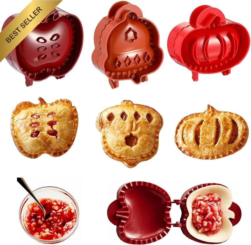 Mini Apple Pie Mould Set, Hand Press Pie Maker, Decorative Crust Cutter for Baki