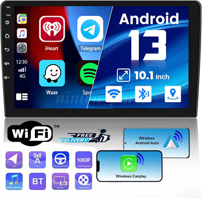 10.1'' Android 13 Carplay GPS Navi WiFi Double 2Din Touch Screen Car Stereo Radio