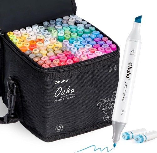 Ohuhu Alcohol Based Art Markers 120 Colors - Chisel & Fine