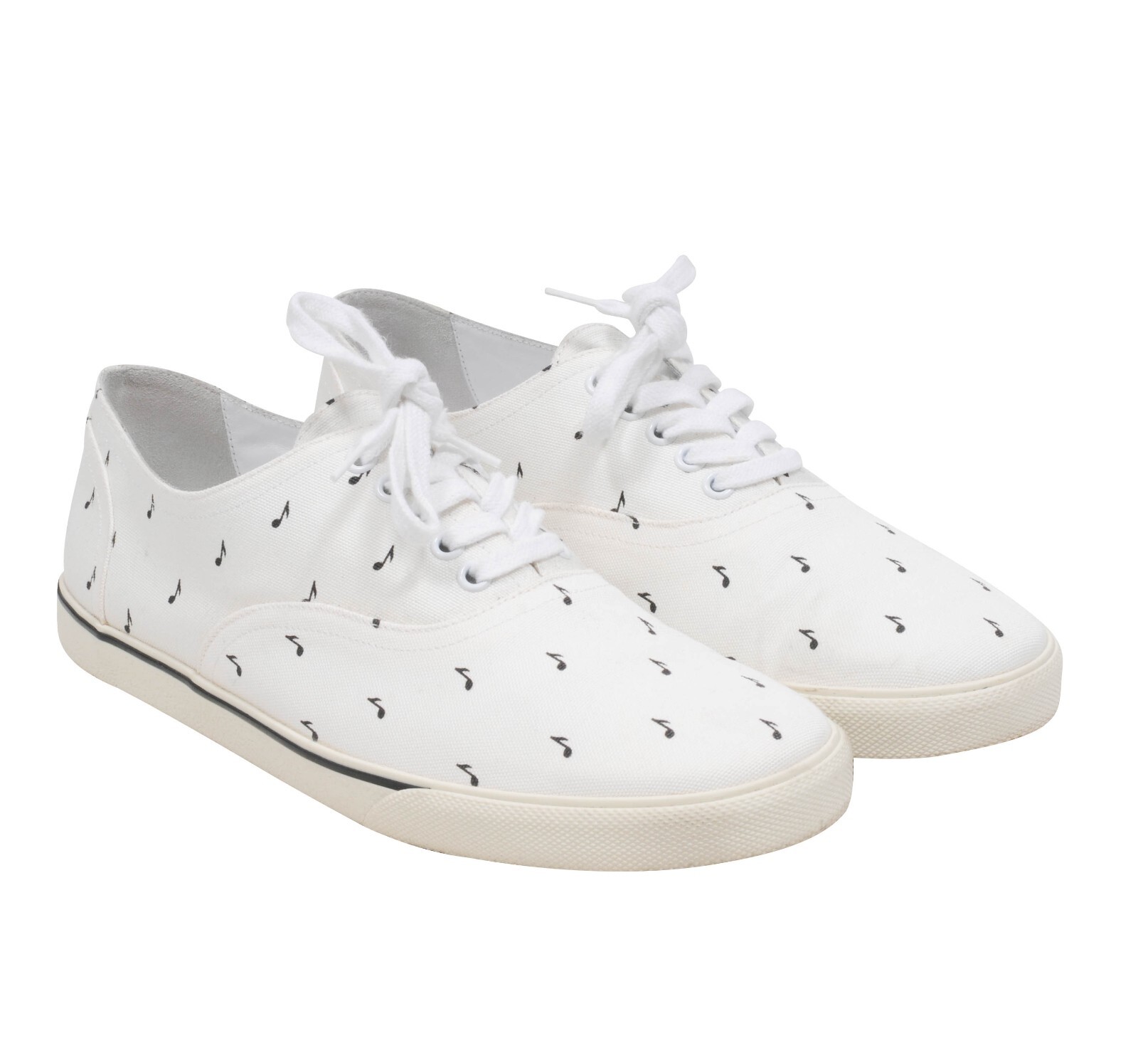 Celine Men Music Note Sneakers 43 US10 White Black Low Top