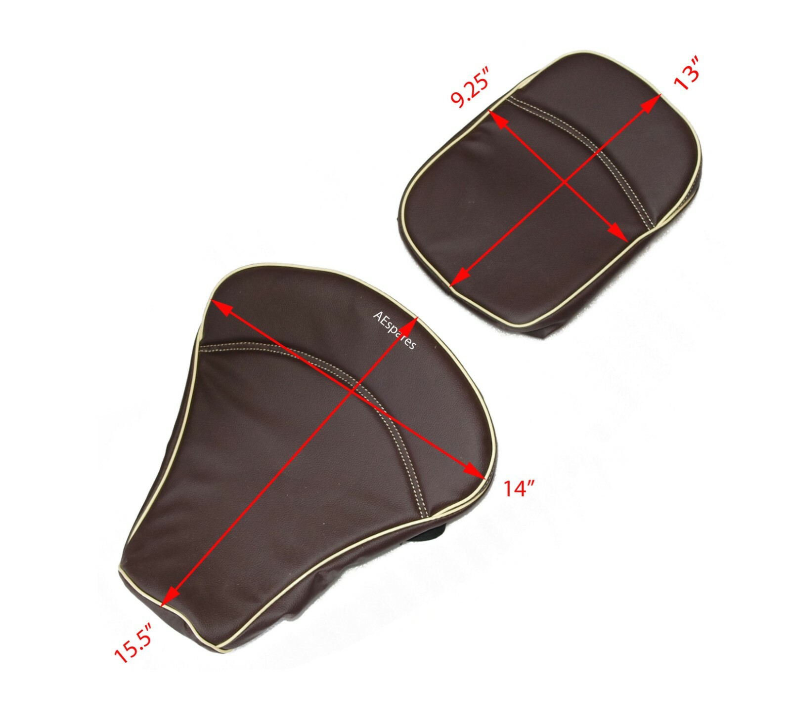 Fits Royal Enfield Classic 350 500 Front & Rear Leatherette Seat Cover Brown 