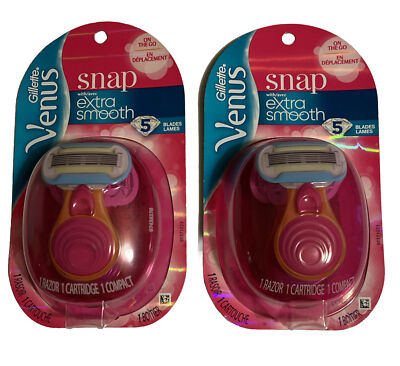 Venus Snap Razor Extra Smooth NEW Lot 2 On The Go 5 Blades Travel Blade Handle