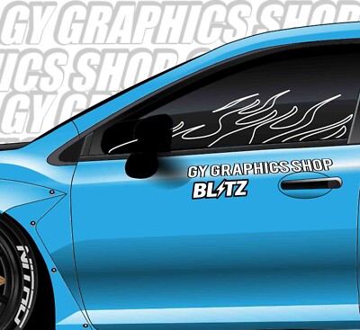 WINDOW FLAME DECAL Outline Decal Car Sticker Banner JDM Vinyl Graphic Kanji KDM