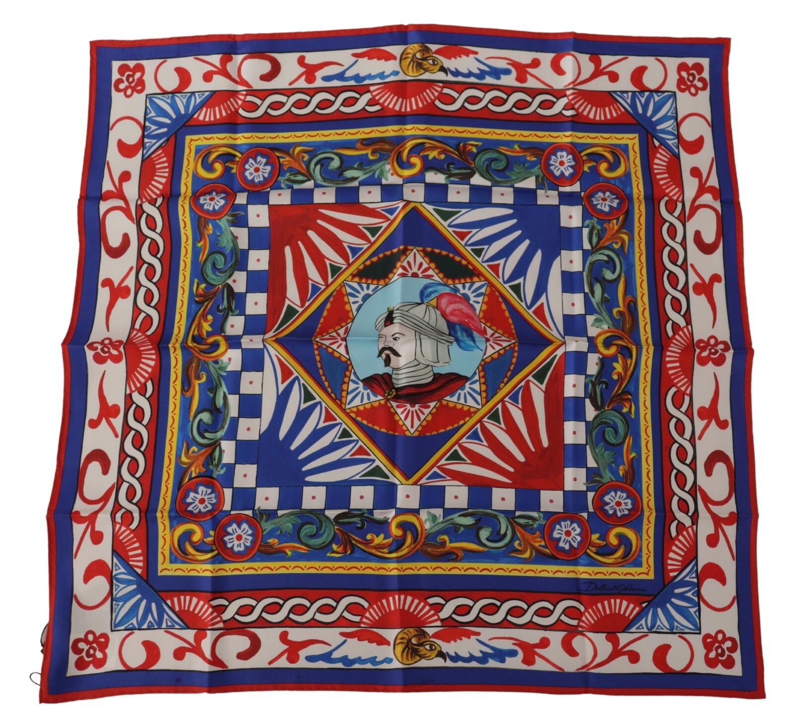 

DOLCE - GABBANA Шарф Разноцветный квадратный носовой платок с принтом Carretto 65см X 65см, Multicolor