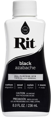 Rit Dye 88150 All Purpose Liquid Dye, Black, 8 Fl Oz