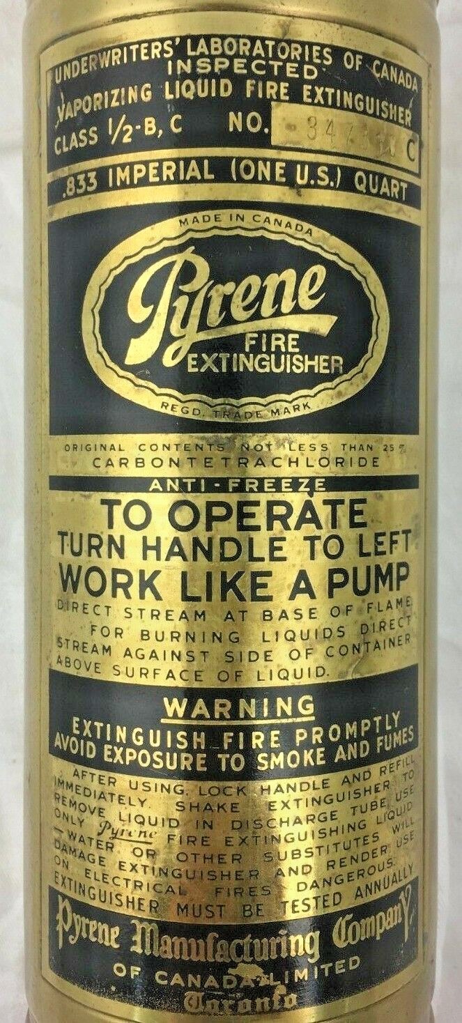 Vintage Pyrene Brass Fire Extinguisher Heavy Vehicle Type