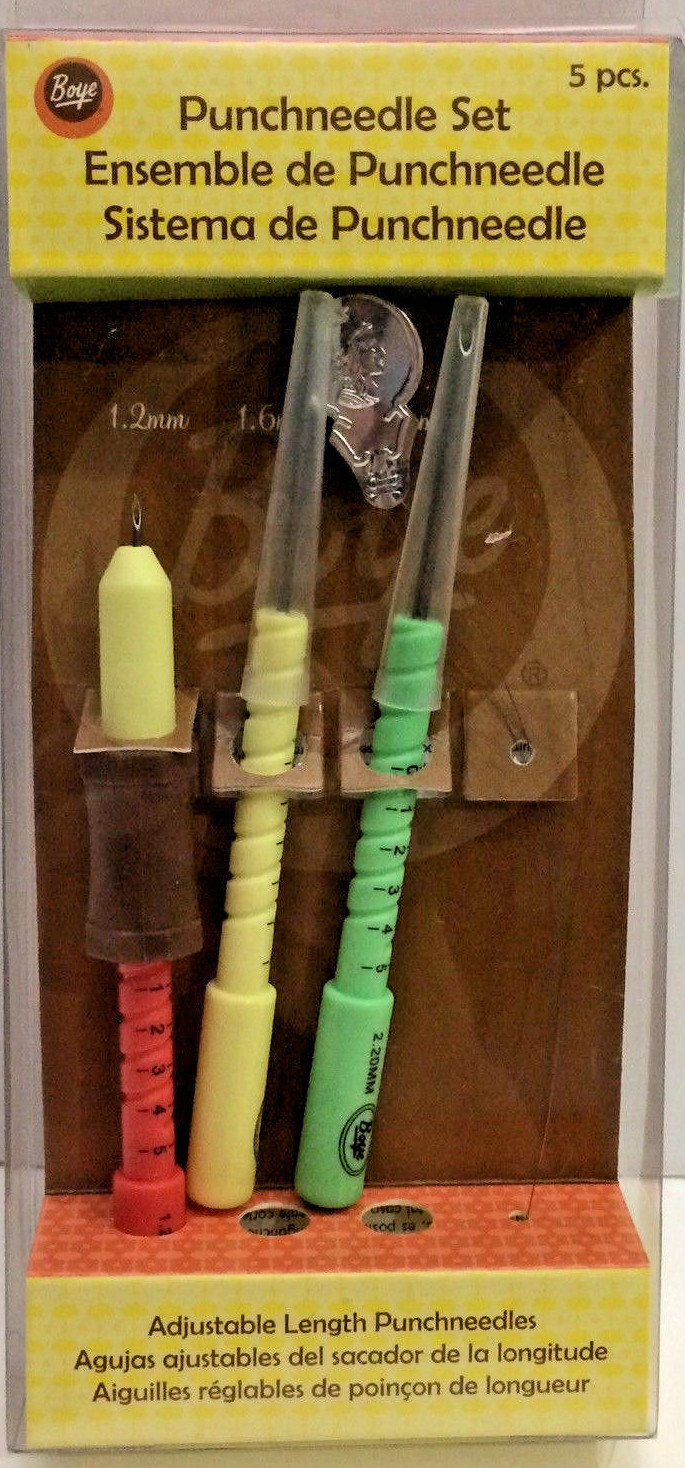 Boye Punchneedle Set Adjustable Length 2.2mm 1.6mm 1.2mm Flower Pattern Wright