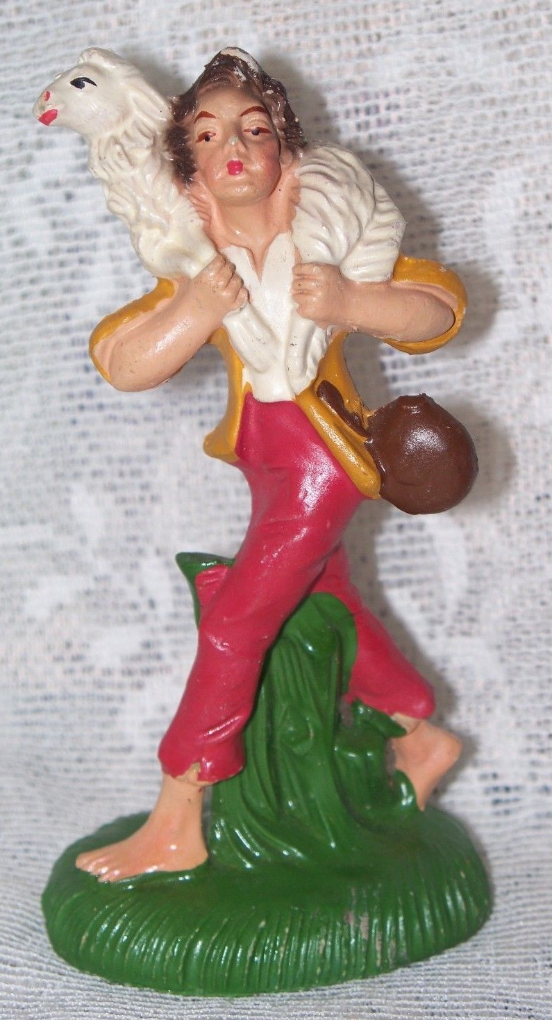 VINTAGE ITALY CHRISTMAS NATIVITY SHEPHERD COMPOSITION FIGURINE