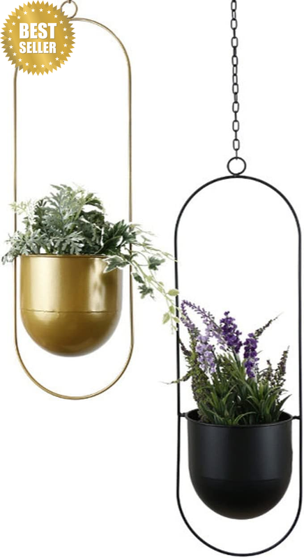 Halo Hanging Oval Planter, Gold