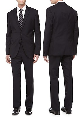 Pre-owned Hugo Boss Black Label 2-button Trim Slim Fit Stripe Luxurious Business Suit