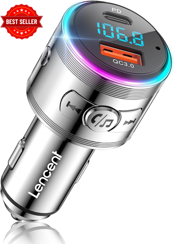 Car FM Transmitter Bluetooth 5.3, PD 20W & QC3.0 18W Fast Charger