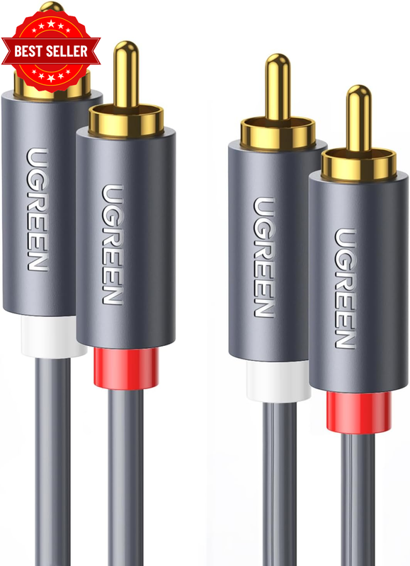 Dual RCA Male-To-Male Stereo Cable, Gold-Plated, 3 M