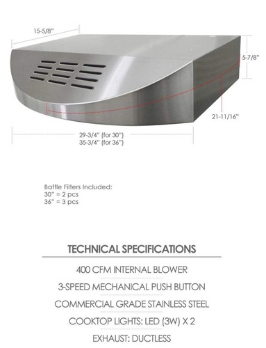 KOBE DUCTLESS RANGE HOOD - CHX3830SQBD