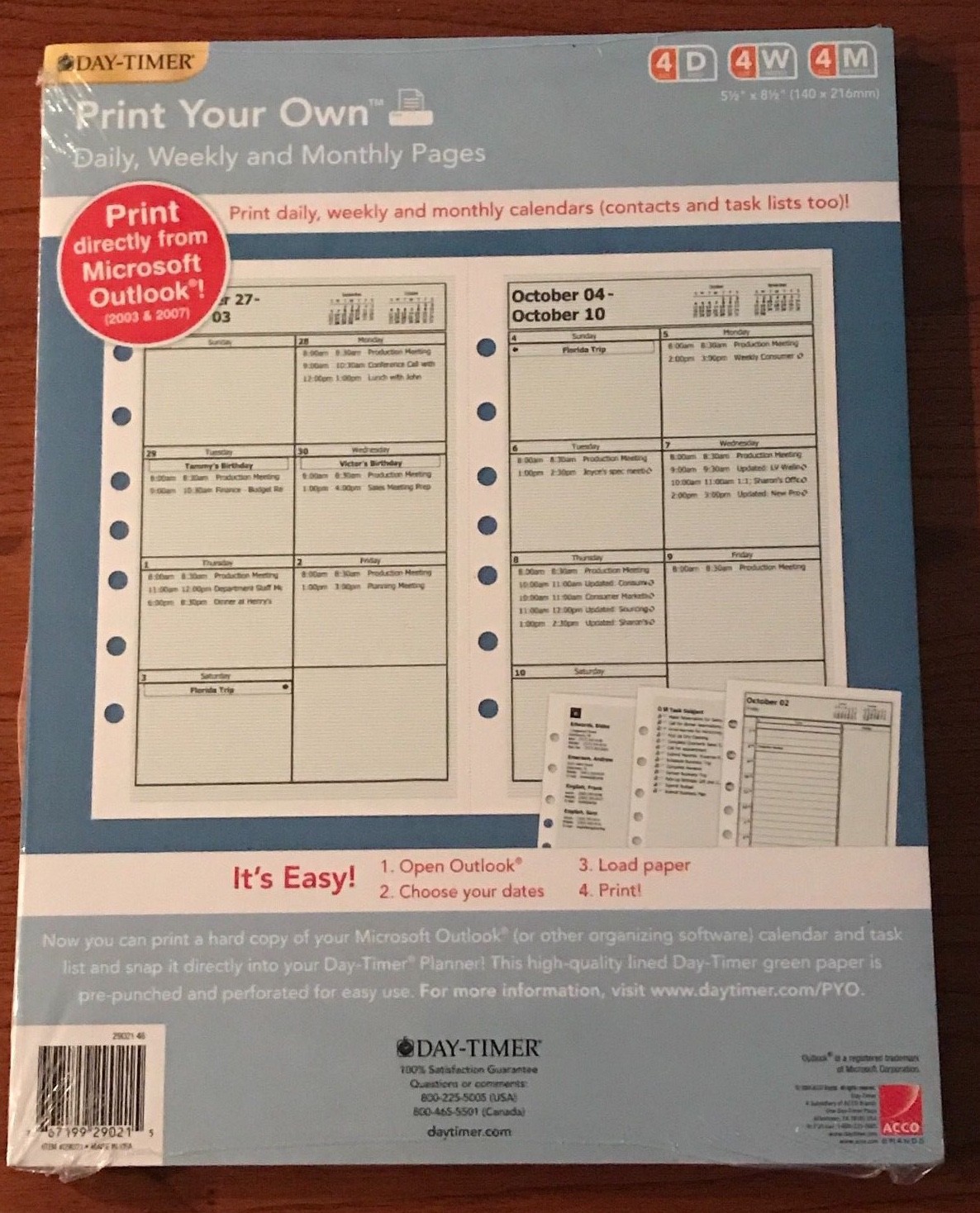 Day-Timer Acco Print Your Own Day, Week, Month 5.5
