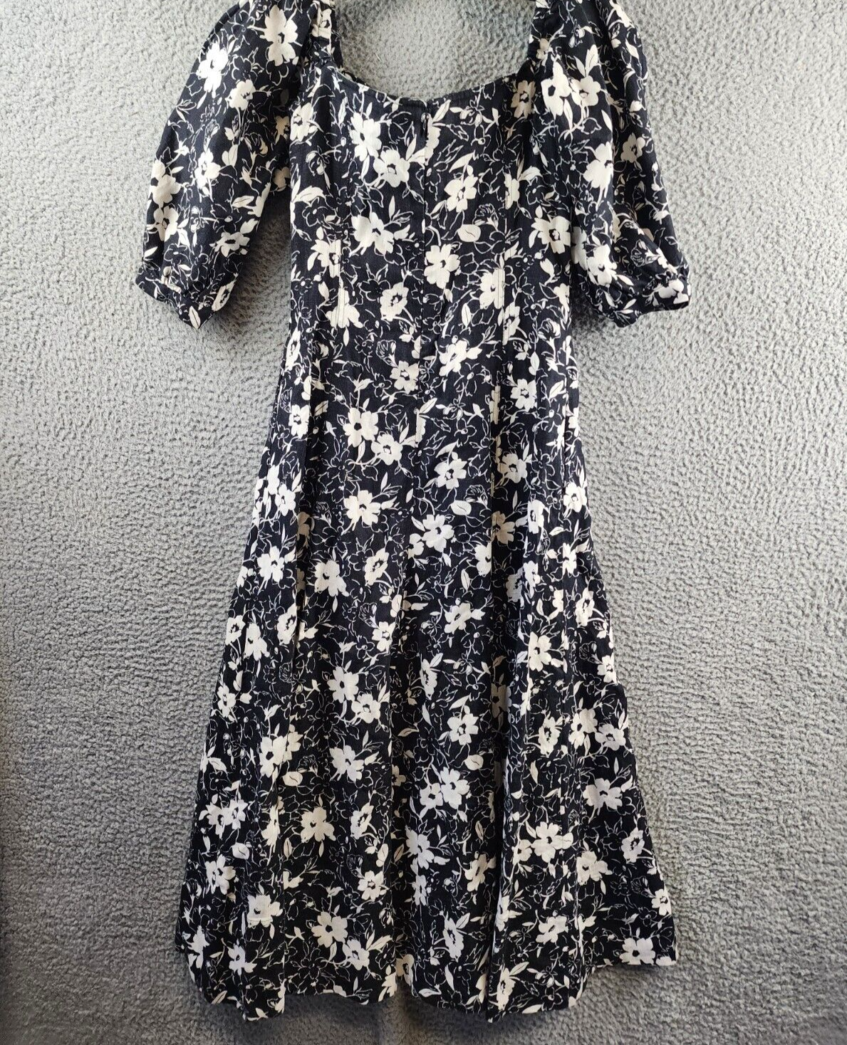 Lauren Ralph Lauren Floral Off-the-Shoulder Linen Dress Women's 2 Black/White - Picture 11 of 13