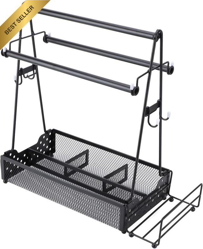 Grill Caddy for Outdoor Grilling - Portable BBQ Caddy with Paper Towel Holder an