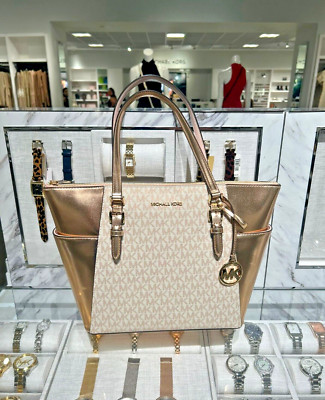 Michael Kors Ladies Charlotte Large Tote Shoulder Handbag Purse Bag (Rose Gold)