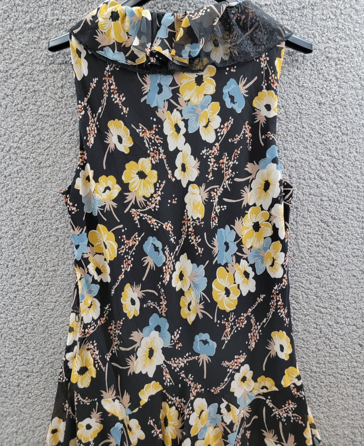 Lauren Ralph Lauren Floral A-Line Dress Women's 14 Black Multi Ruffle Sleeveless - Picture 11 of 15