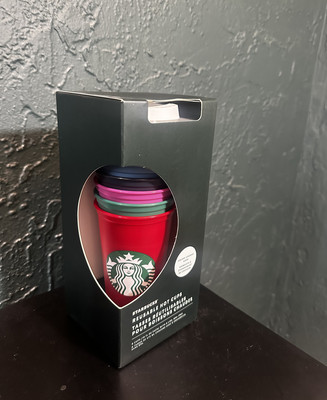 Starbucks 011107371 Limited Edition Holiday Reusable Cups with Lids - Pack of 6