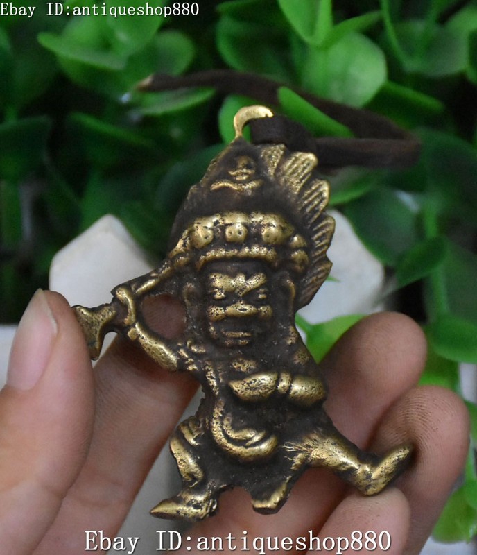 Bronze Bronze Vajrapani Chana Dorje Faqi Bouddha Amulette Statue Pendentif