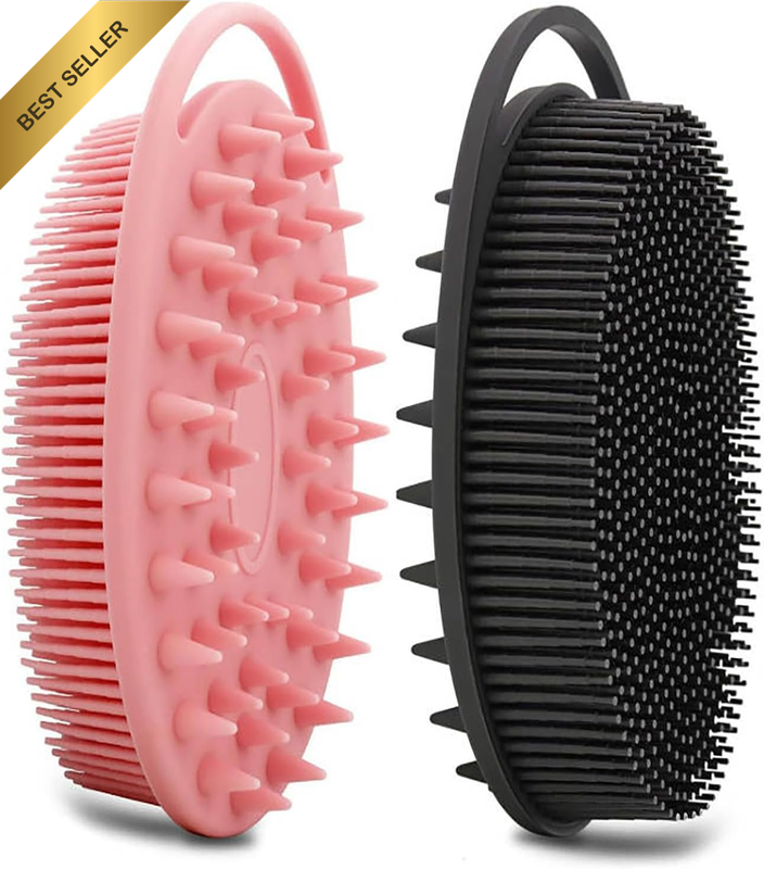 2-Pack Silicone Body Scrubber, 2-In-1 Bath Shampoo Body Brush, Soft Exfoliating 