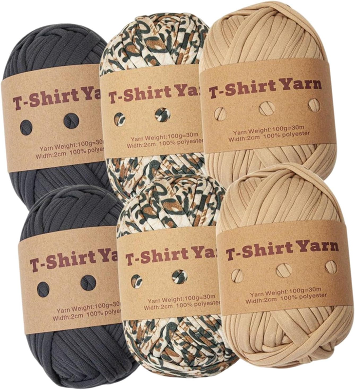 6 Pieces T-Shirt Yarn Knitted Yarn DIY Knitted Fabric Soft Crocheting Chunky Yar