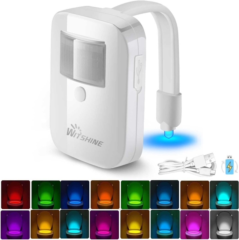 Witshine Rechargeable Toilet Night Light - 16 Color Changing Motion Sensor Activ