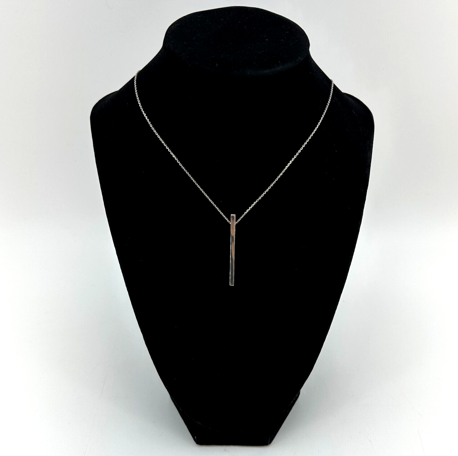 Sterling Silver .925 Bar Pendant & Silver Chain Necklace Italy 