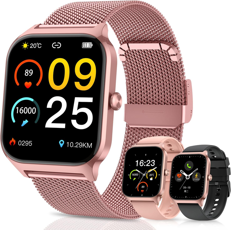 Reloj inteligente para mujer Fitness Tracker: hacer/responder llamada en oro rosa