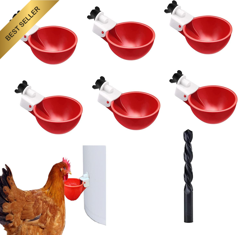 6Pcs Automatic Chicken Waterer Cups, Auto Filling Chicken Waterer Feeder, Poultr