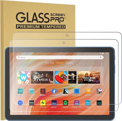 For Amazon Kindle Fire HD 10 2023 13th Gen Hybrid Stand Tablet Case Cover +Glass