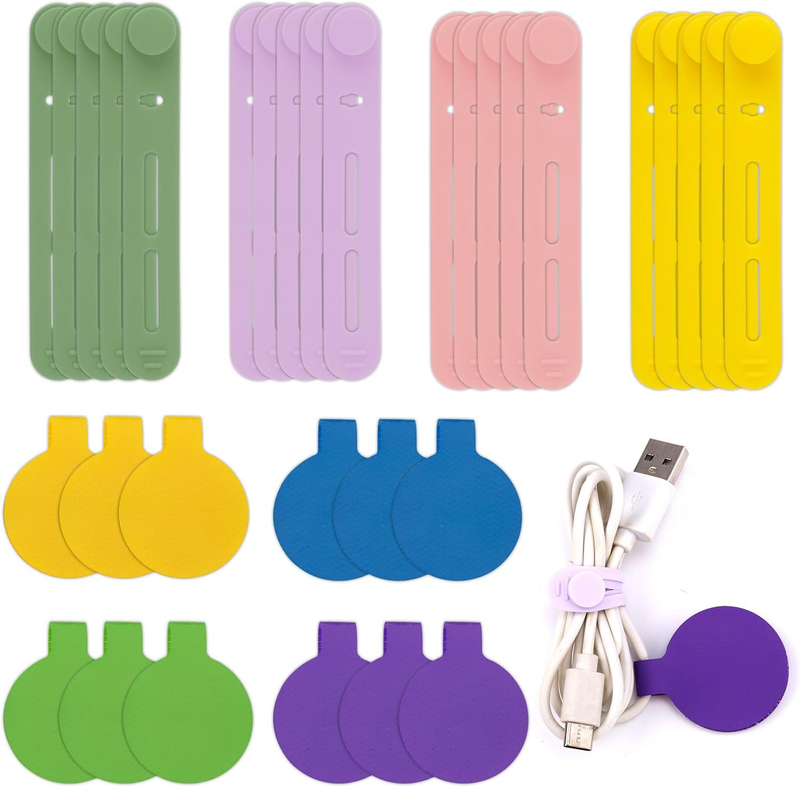 32Pcs Cable Labels and Silicone Cable Ties, Reusable Cable Labels Tags Adjustabl