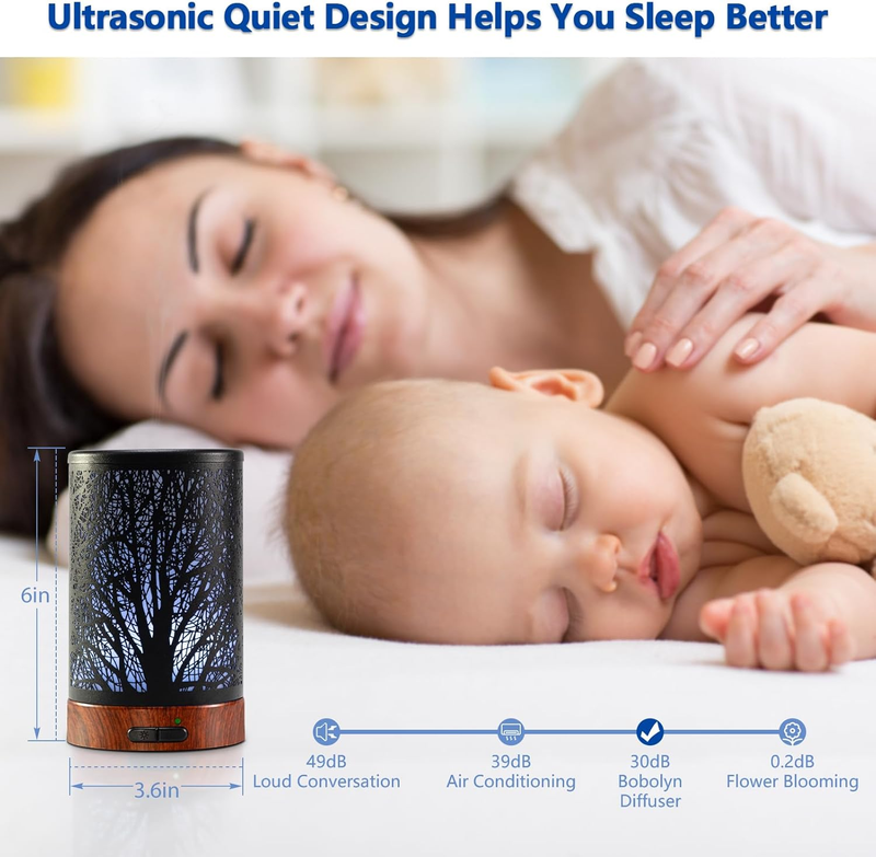 Essential Oil Diffuser 150ml Black Metal Aromatherapy Oil Diffuser Ultrasonic Co