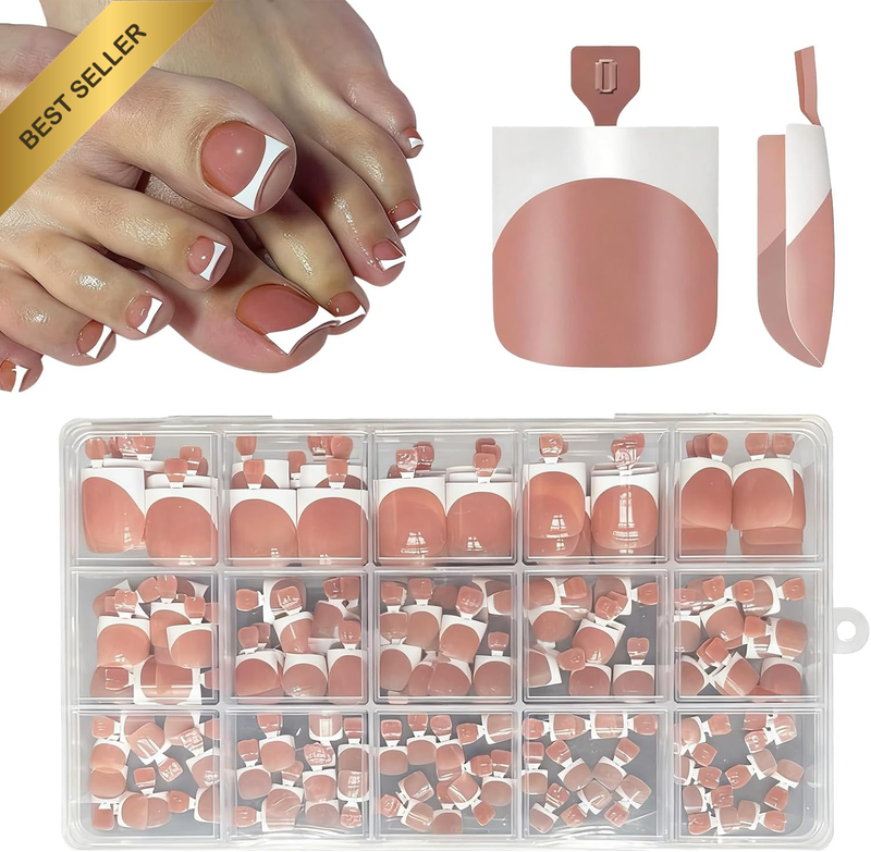 False Toenails-150 Pcs Toe Nail Tips Press on French Fake Short Toe Tips