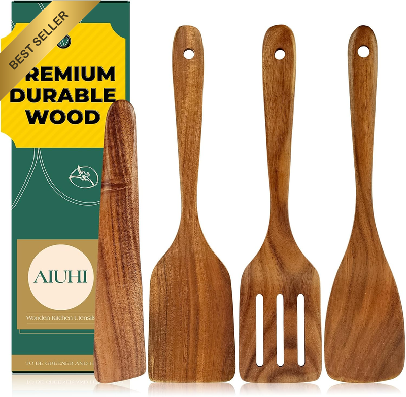 Handmade Wooden Spatula for Cooking, Premium Teak Wood Spatula Set for Any Cookw