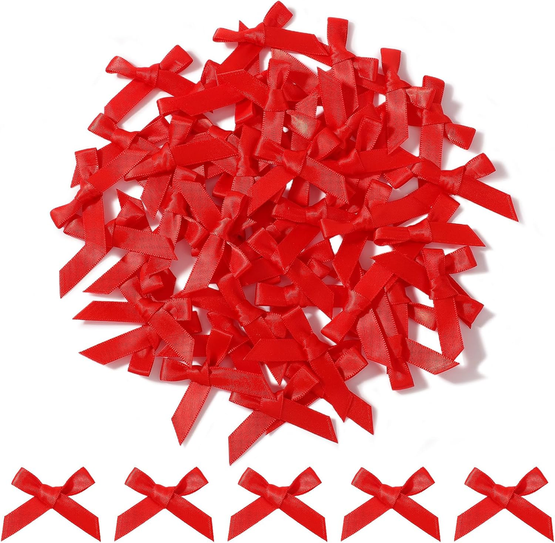 50 PCS Red Mini Satin Bows 1.8 * 1.4