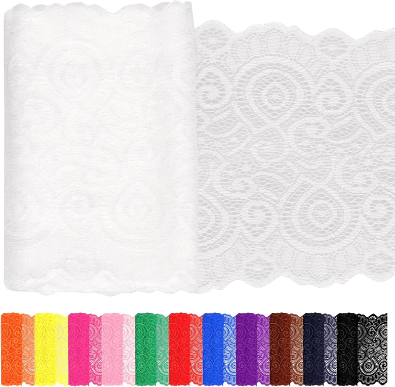 1Pcs 5 Yard X 7.1 Inch White Lace Fabric Stretch Elastic Trim Lace Fabric Sewing