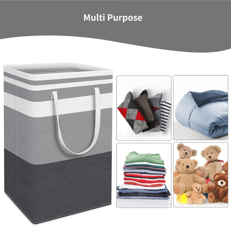 3-Pack 80L Foldable Laundry Baskets,Large capacity laundry basket with extended