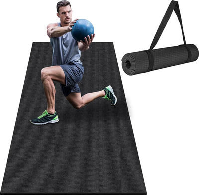 Exercise Mat 6'x4', 6'x2' 7mm Thick Multipurpose Workout Mats for Home Black