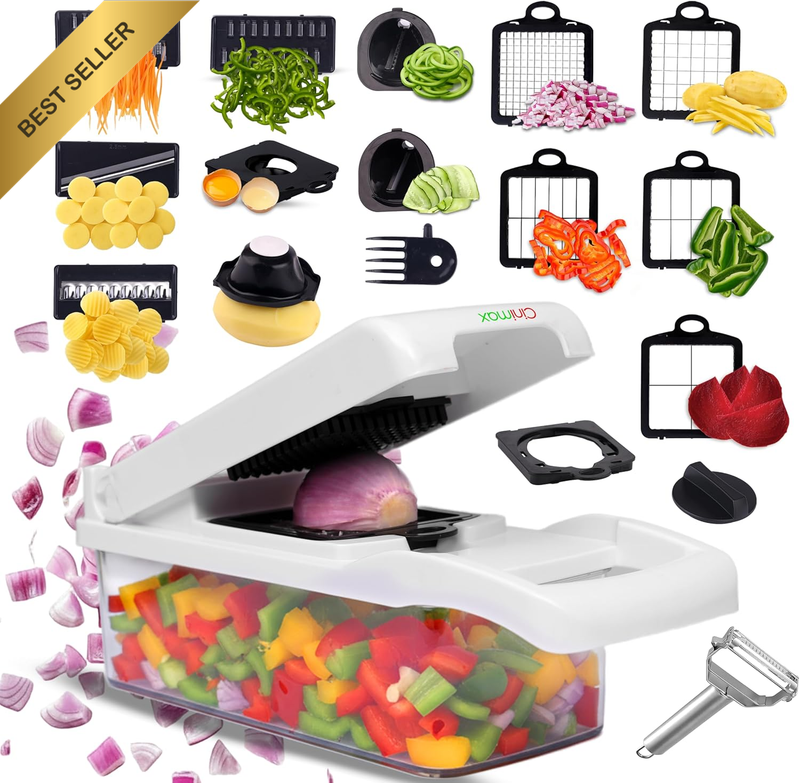 Professional 22-In-1 Vegetable Chopper with Container, Ergonomic Mandoline Slice