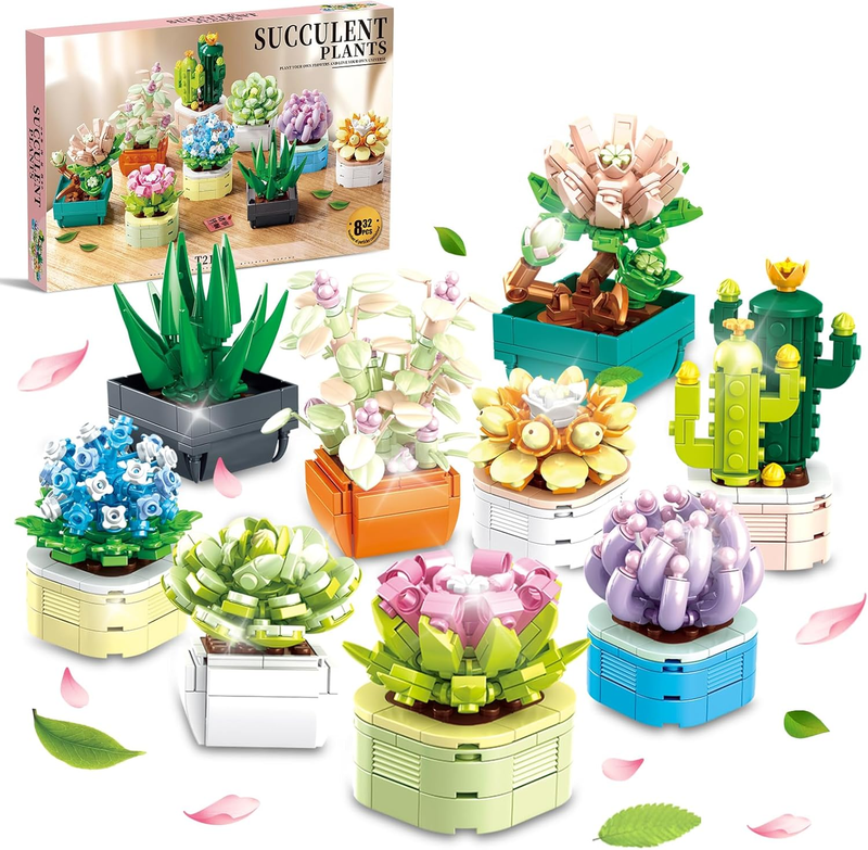 9 Pack Tiny Flowers Succulents Botanical Collection Building Sets
