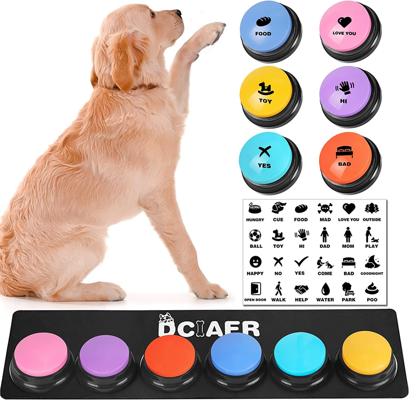 Dog Buttons for Communication Talking Buttons for Dogs-6 Recordable Sound Butto