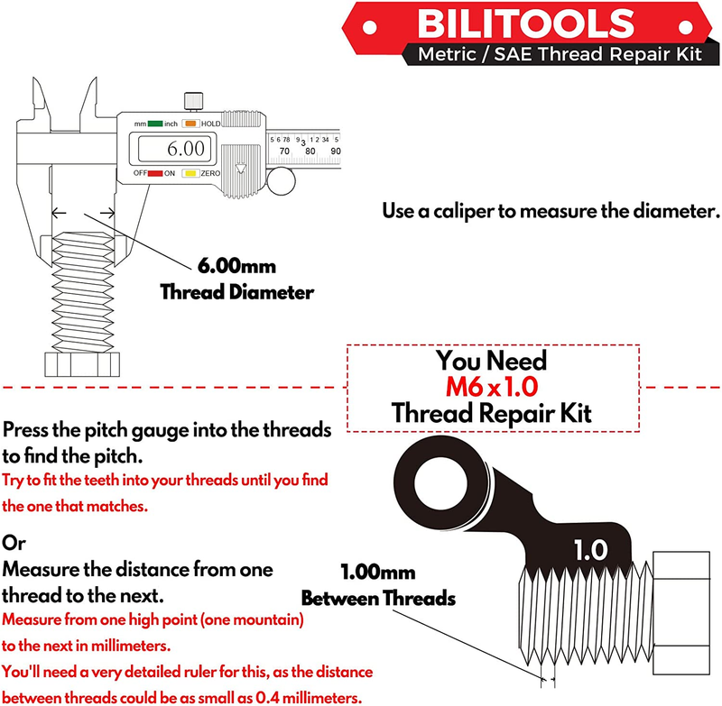 BILITOOLS M10x1.5 Thread Repair Kit, HSS Drill Helicoil Metric