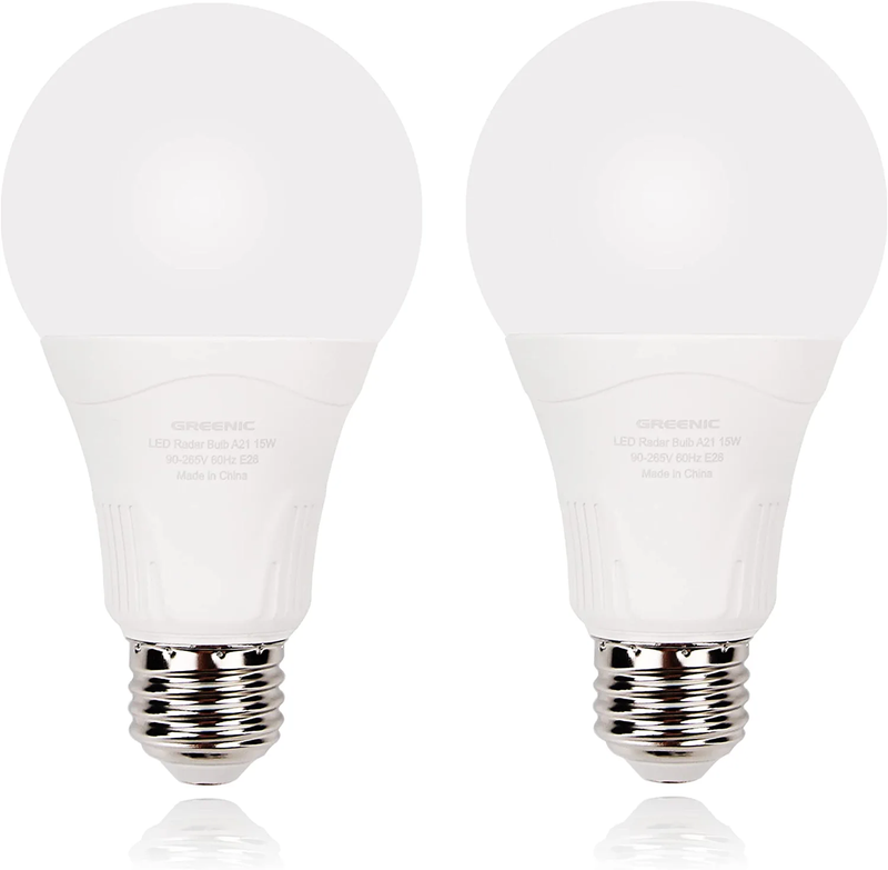 Radar Motion Sensor Light Bulb, 2 Pack A21 15W (100W Equivalent) 1500LM E26 Dusk